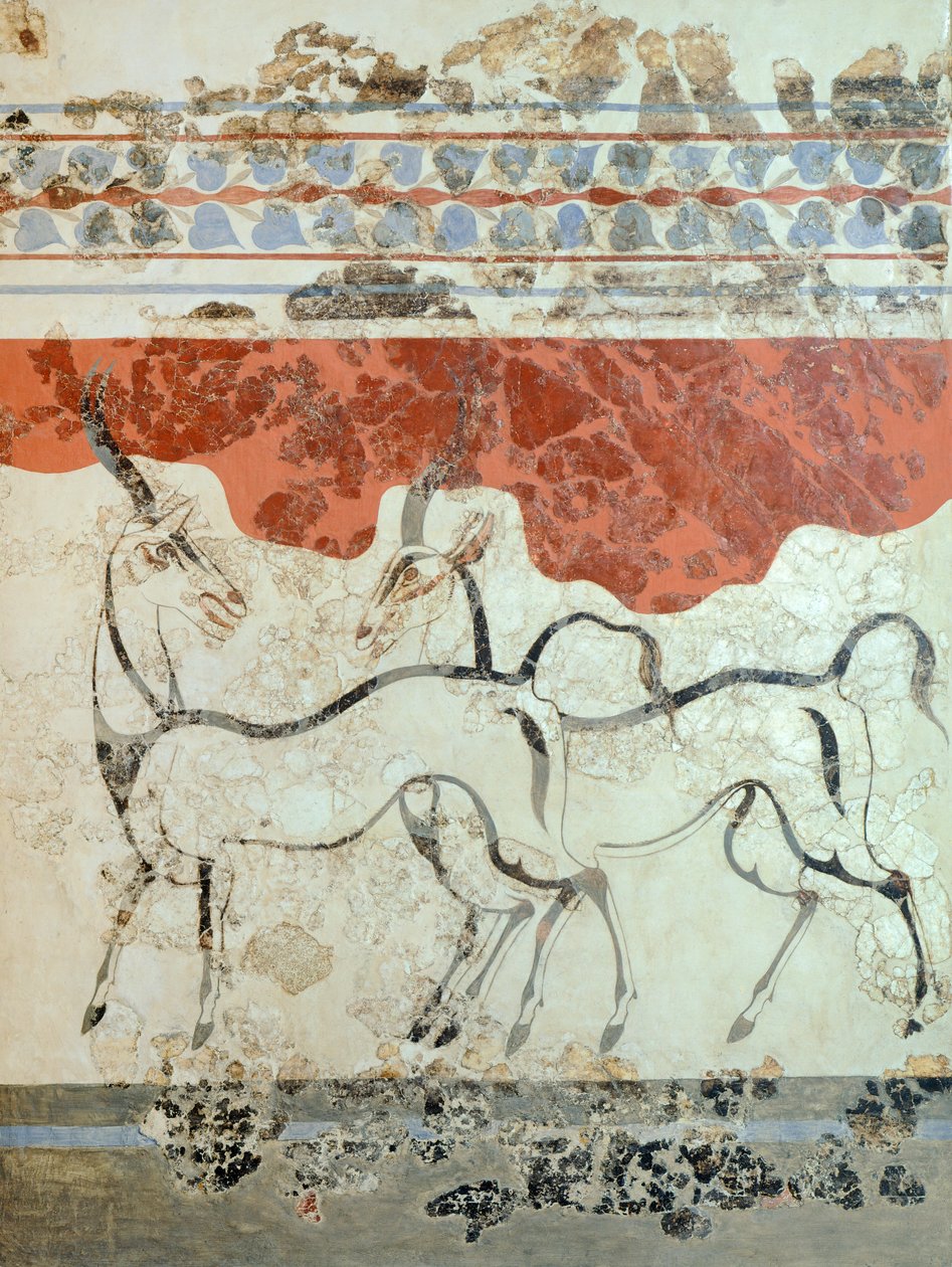 Antilopy, freska Akrotiri, Thera (dnes Santorini), Řecko, minojská civilizace od Greek School