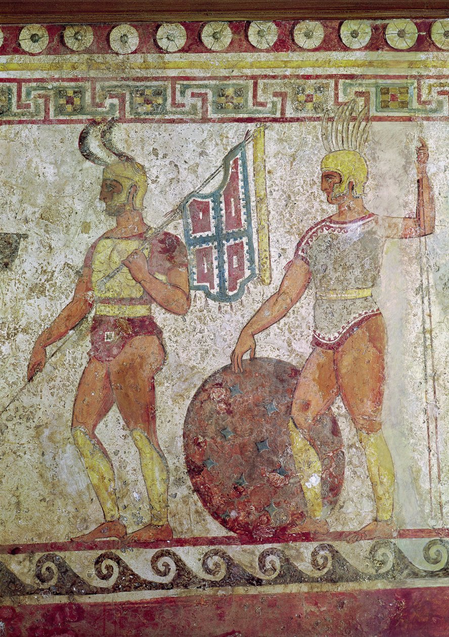 Pěší vojáci, malba hrobky z Paestum (viz také 119488) od Greek School