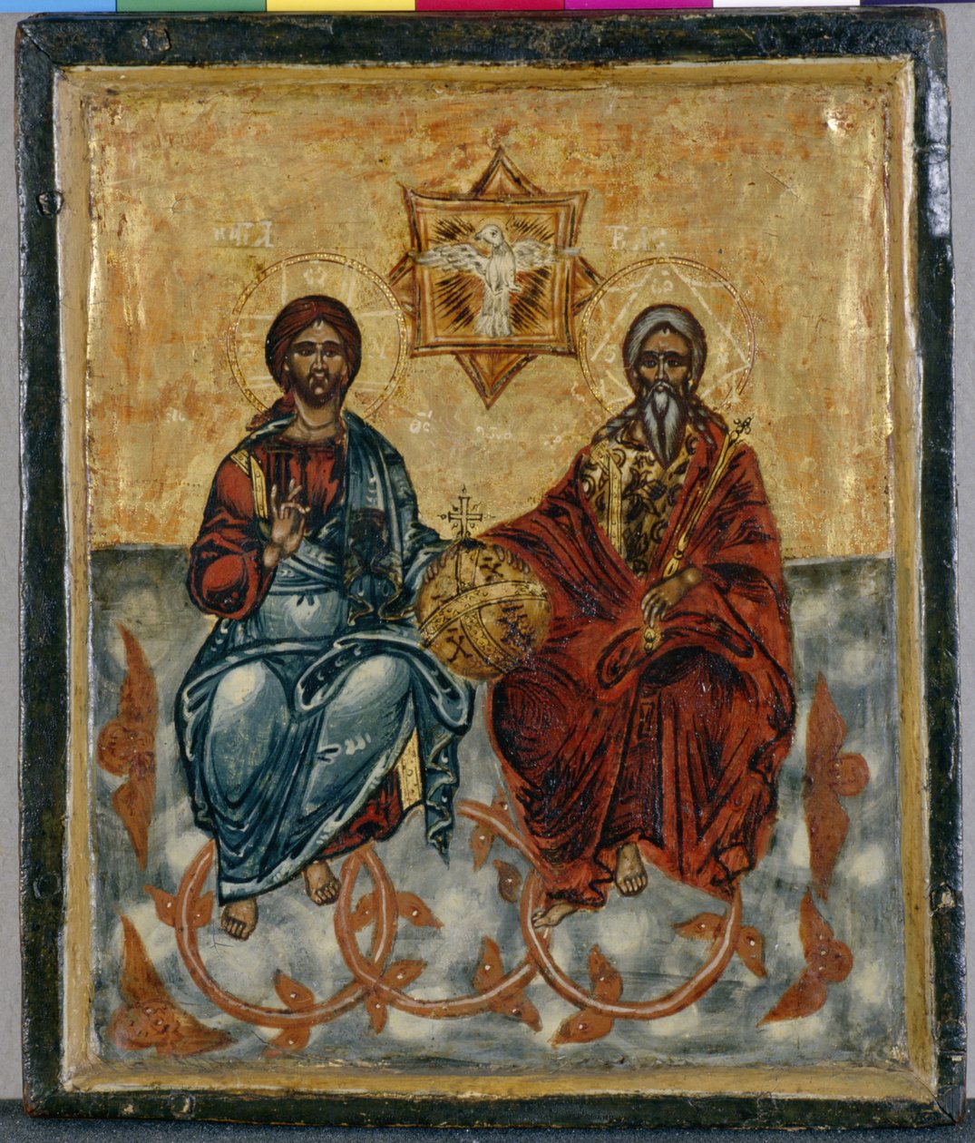 Ikona z Kréty zobrazující Nejsvětější Trojici (tempera na dřevě) od Greek School