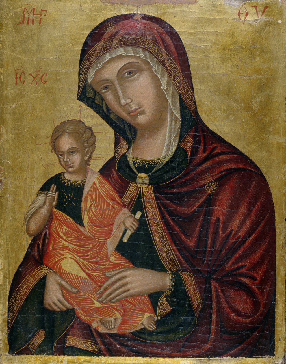 Madonna a dítě, cca 1600 (tempera na cedrovém dřevě) od Greek School