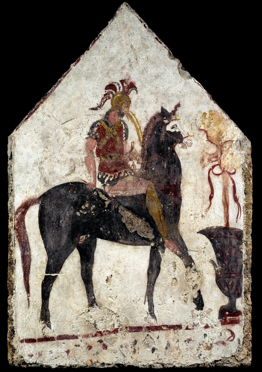 Malovaná deska, tzv. černý jezdec, z Paestum, Andriuolo, hrobka 58 od Greek School