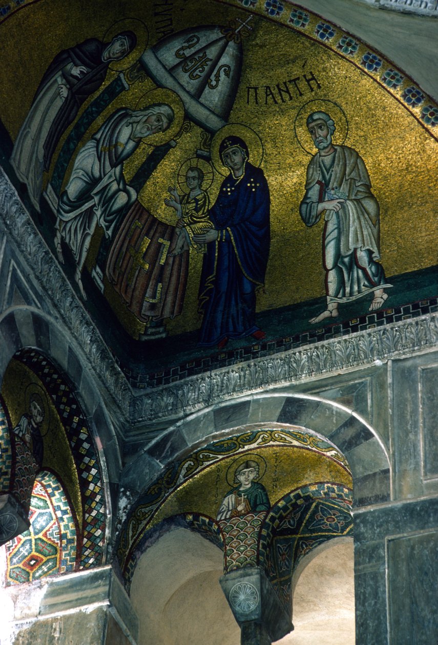 Prezentace v chrámu, mozaika z Katholikonu (mozaika) od Greek School