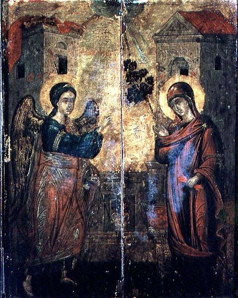 Zvěstování (olej na dvou panelech) od Greek School