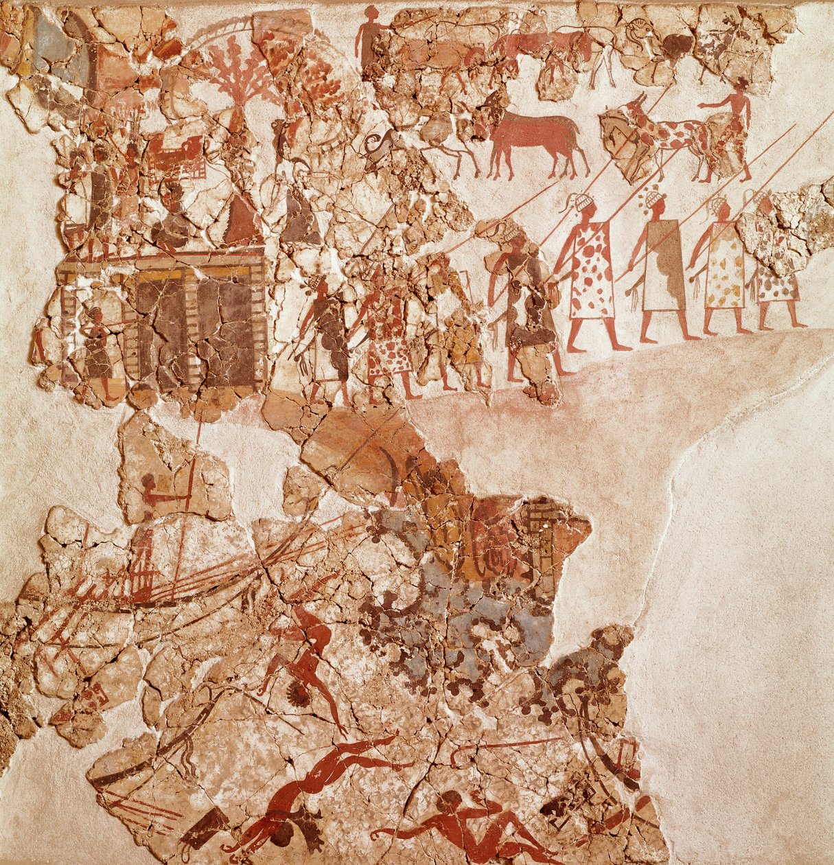 Smrt Libyjců, freska Akrotiri, Thera (dnes Santorini) (Řecko), minojská civilizace od Greek School