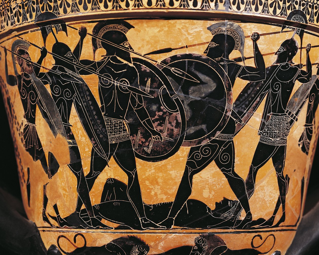 Řecká civilizace, Černofigurová keramika, Krater zobrazující boj o tělo Patrokla, Z Farsaly, Řecko od Greek School