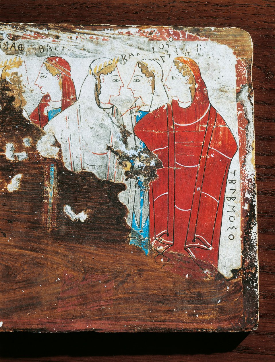 Řecká civilizace, votivní deska zobrazující skupinu žen, z Korintu od Greek School