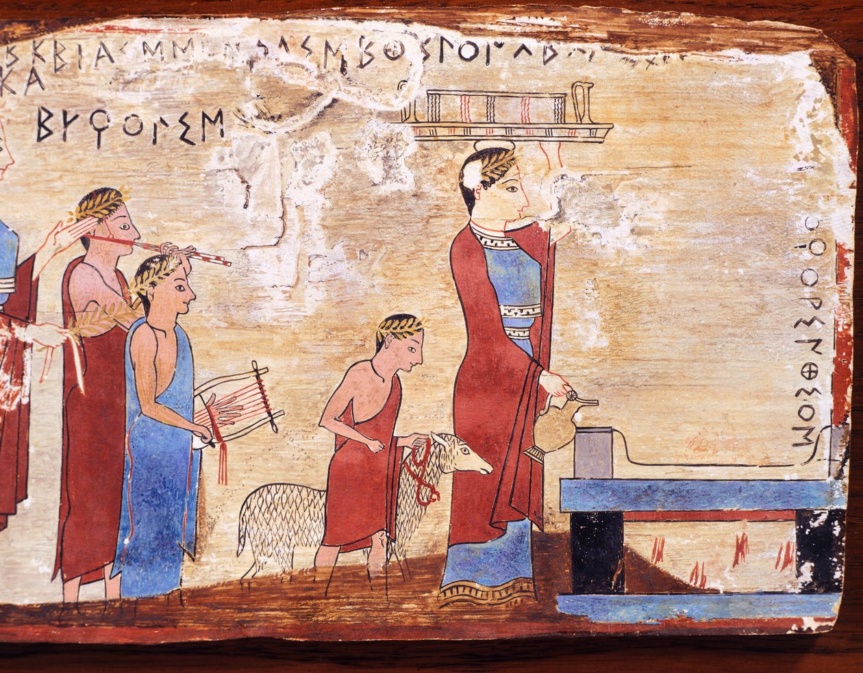 Scéna zobrazující oběť, malovaná tabulka z Pitsa, Řecko, řecká civilizace, 6. století před naším letopočtem od Greek School