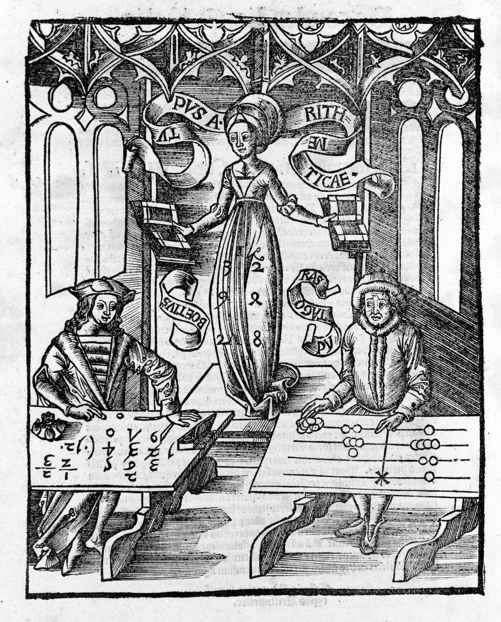 Liberální umění: Aritmetika – v „“filosofické sedmikrásce““ od Gregora Reische (1467-1525). Žok od Gregor Reisch