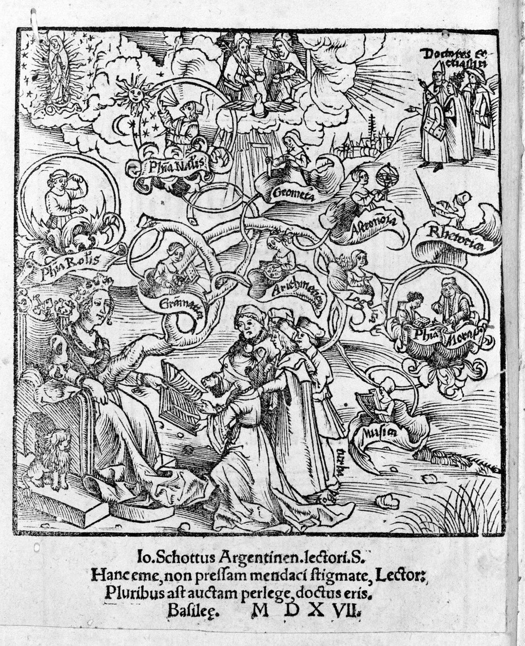 Liberální umění: Trivium a Quadrivium - v „“Margarita Philosophica”” od Gregora Reische (1467-1525). Žok od Gregor Reisch