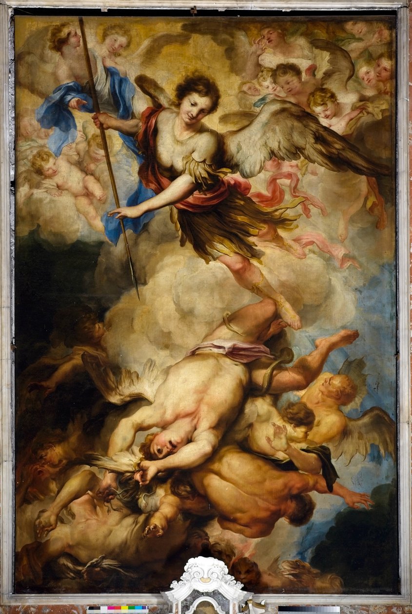 Sv. Michael Archanděl Porazte rebelské anděly, kolem roku 1680 od Gregorio De Ferrari