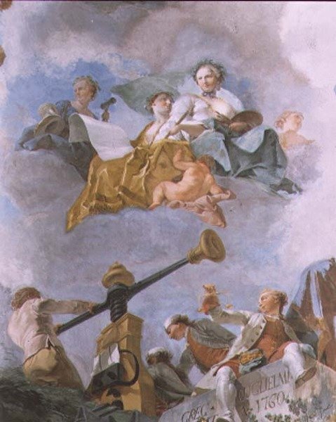Alegorické postavy, detail stropu Velké galerie, 1759-62 od Gregorio Guglielmi