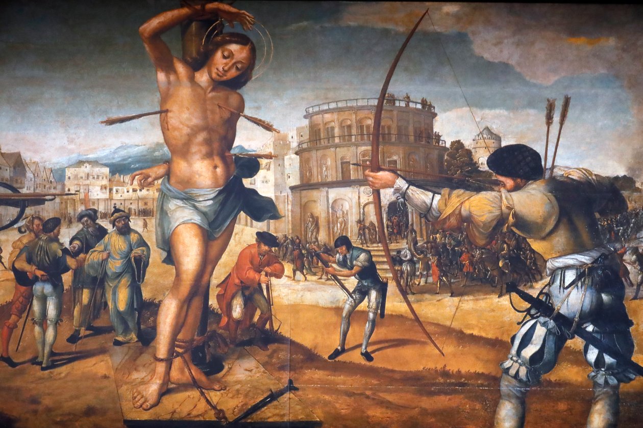 Klášter Kristův. Umučení svatého Šebestiána od portugalského malíře Gregoria Lopese. Tomar. Portugalsko. od Gregorio Lopez