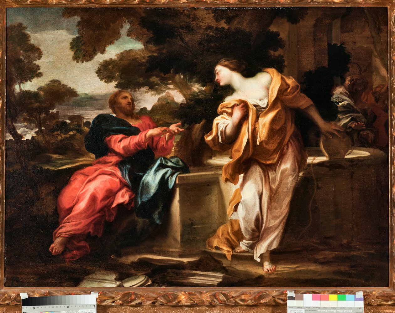 Obraz Kristus a Samaritánka u Jakubovy studny od Gregoria de Ferrariho (1647-1726), Genes, Musei di Strada Nuova (inv. PR 375) od Gregorio De Ferrari