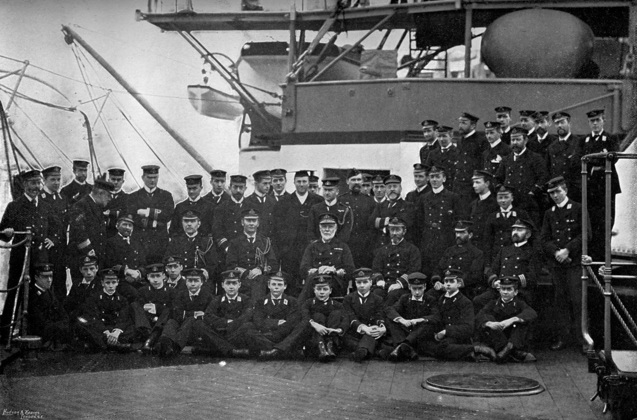 Admirál Lord Walter Kerr a jeho důstojníci na palubě jeho vlajkové lodi, HMS Majestic, 1896. od Gregory and Co