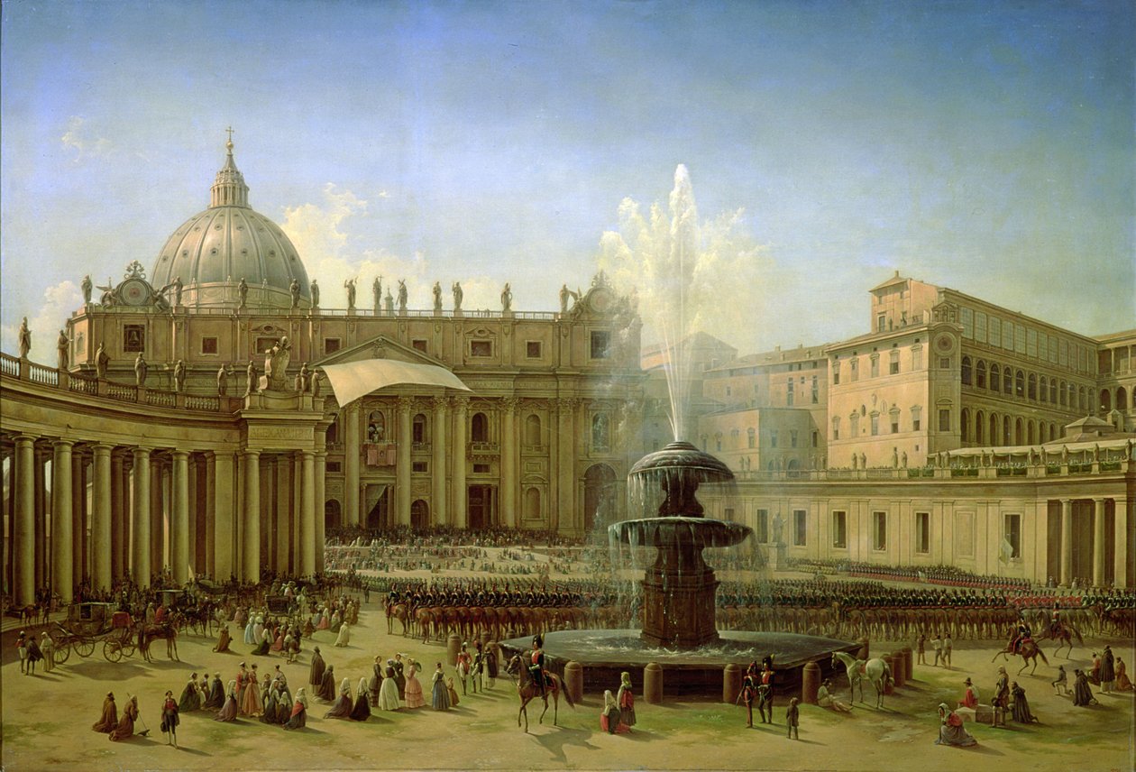 Piazza San Pietro v Římě v době papežského požehnání, 1850 od Grigori Grigor