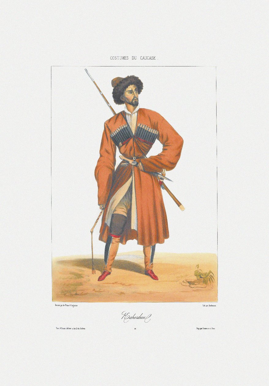 Kabardinský muž z: Scény, krajiny, zvyky a kostýmy Kavkazu, 1840 od Grigori Grigorevich Gagarin