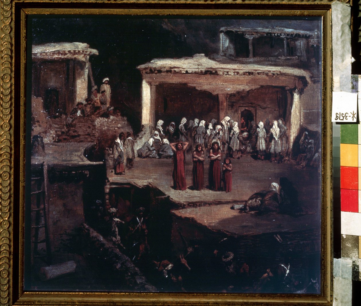 Pohřební obřad v Dagestánu. Dílo Grigorije Grigorijeviče Gagarina (1810-1893), olej na kartonu, ruské umění 19. století. od Grigori Grigorevich Gagarin