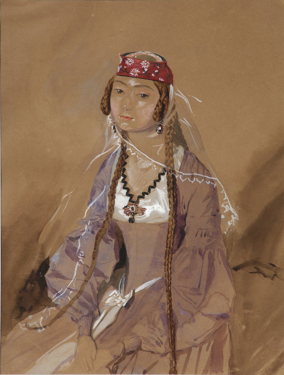 Portrét hraběnky Marty Sologashvili, princezny Eristavi, 1840-1842 od Grigori Grigorevich Gagarin