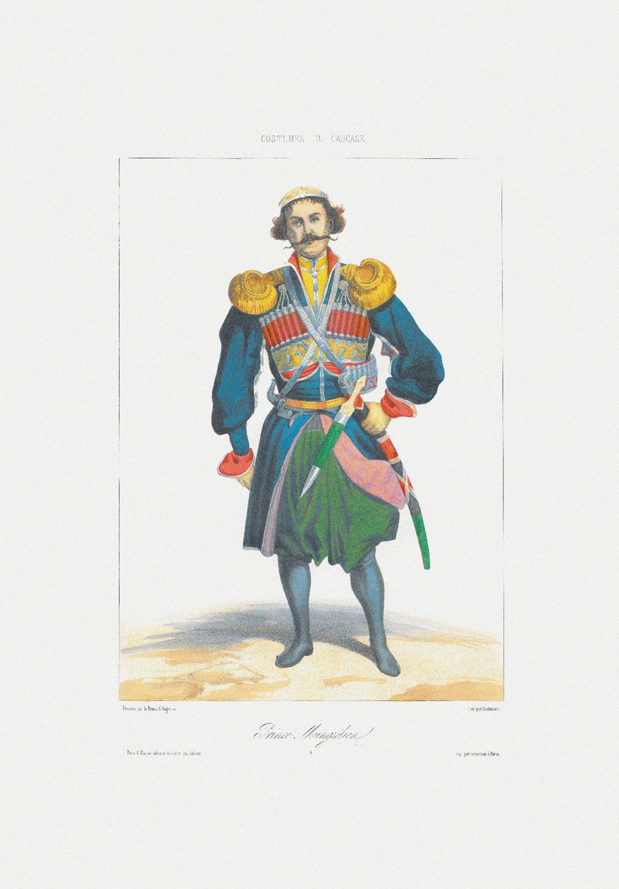 Prince of Megrelia z: Scény, krajiny, zvyky a kostýmy Kavkazu, 1840 od Grigori Grigorevich Gagarin