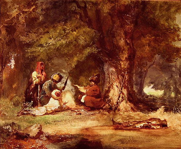 Ruští vojáci během kavkazských válek v letech 1817-64 (akvarel na papíře) od Grigori Grigorevich Gagarin