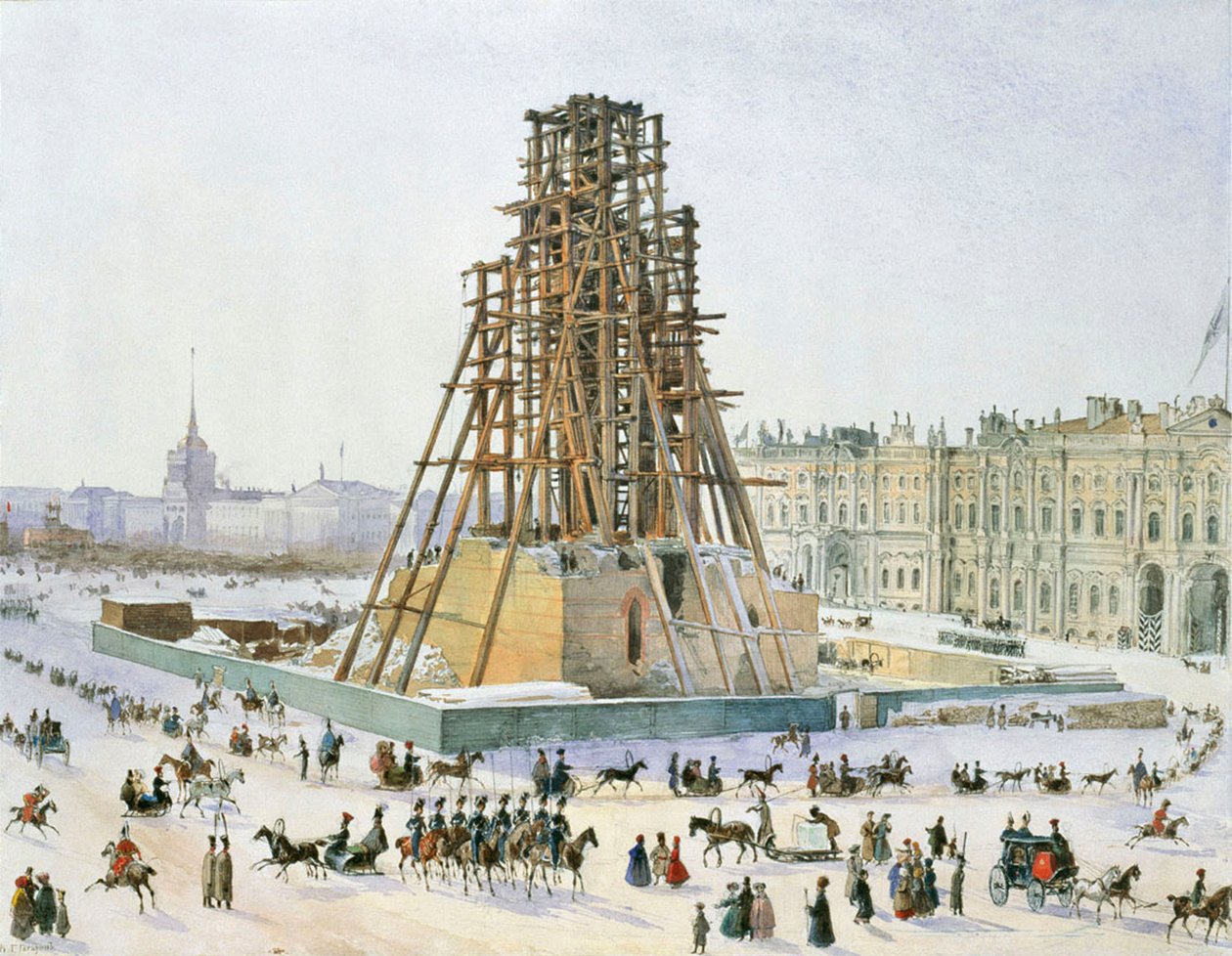 Alexandrův sloup na lešení, 1833. od Grigori Grigorievich Gagarin