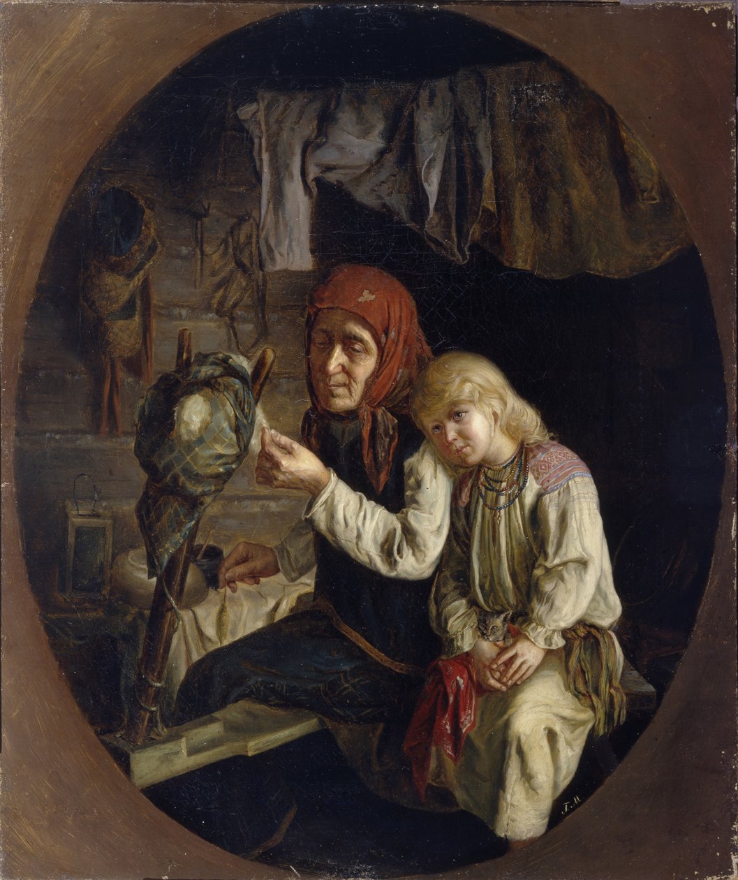 Lekce předení, 1859 od Grigori Grigoryevich Myasoedov