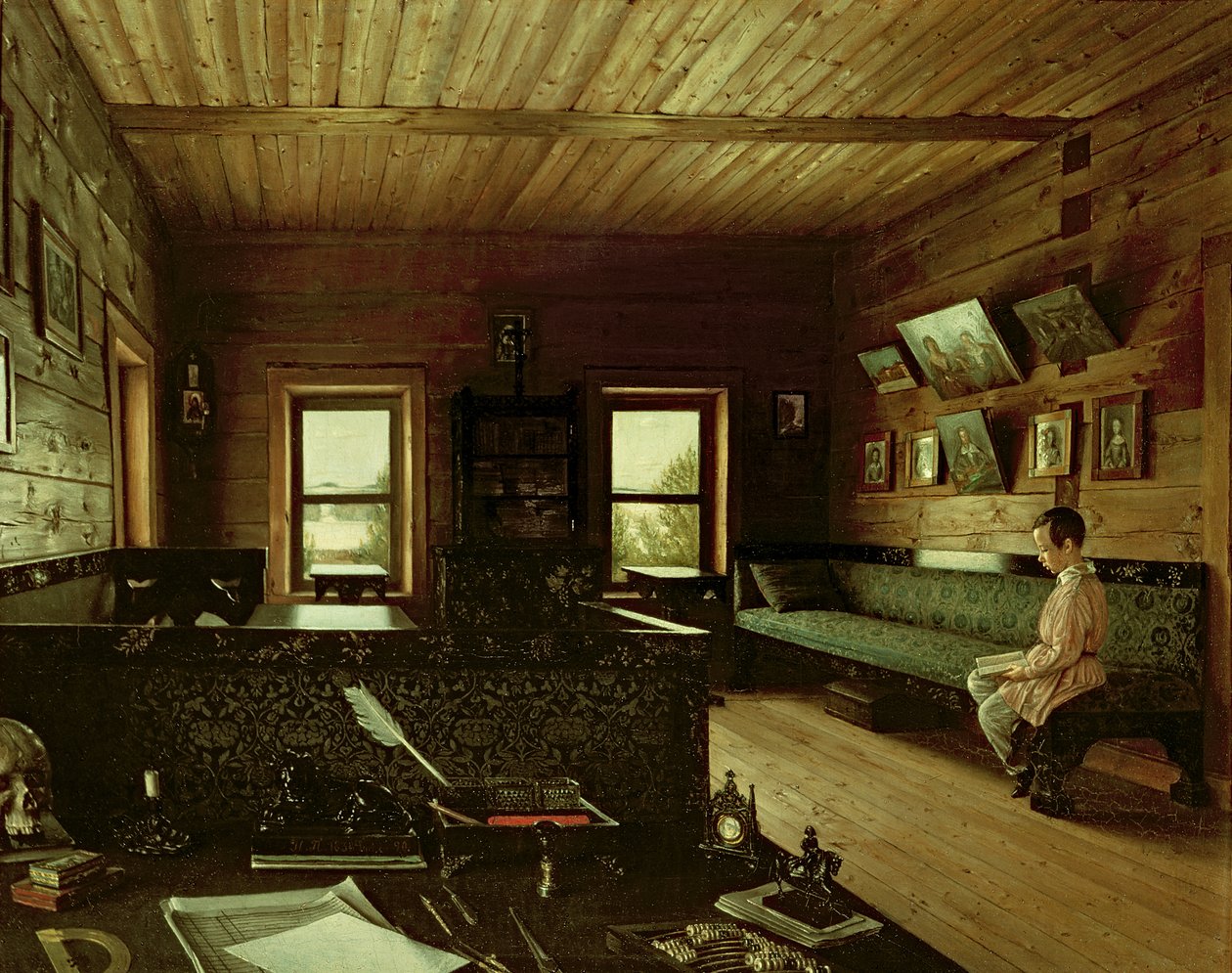 Studie v domě Nikolaje Miljukova v Ostrovkách, 1844 od Grigori Vasilievich Soroka