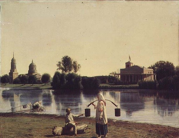 Pohled na jezero Moldino na "ostrovech" od Grigori Vasilievich Soroka
