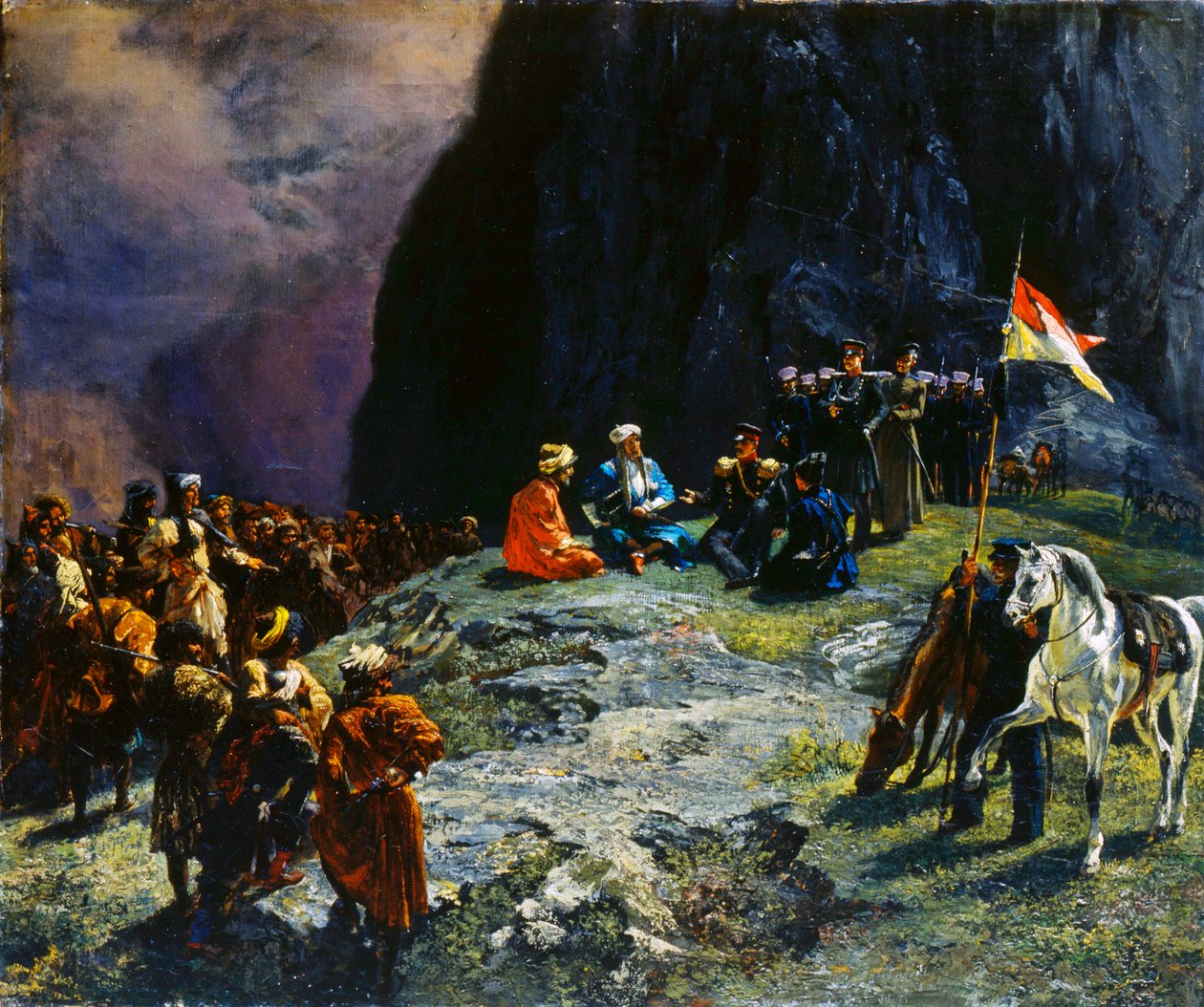 Setkání generála Klüke von Klügenau a imáma Šamila v roce 1837, 1849. od Grigory Gagarin