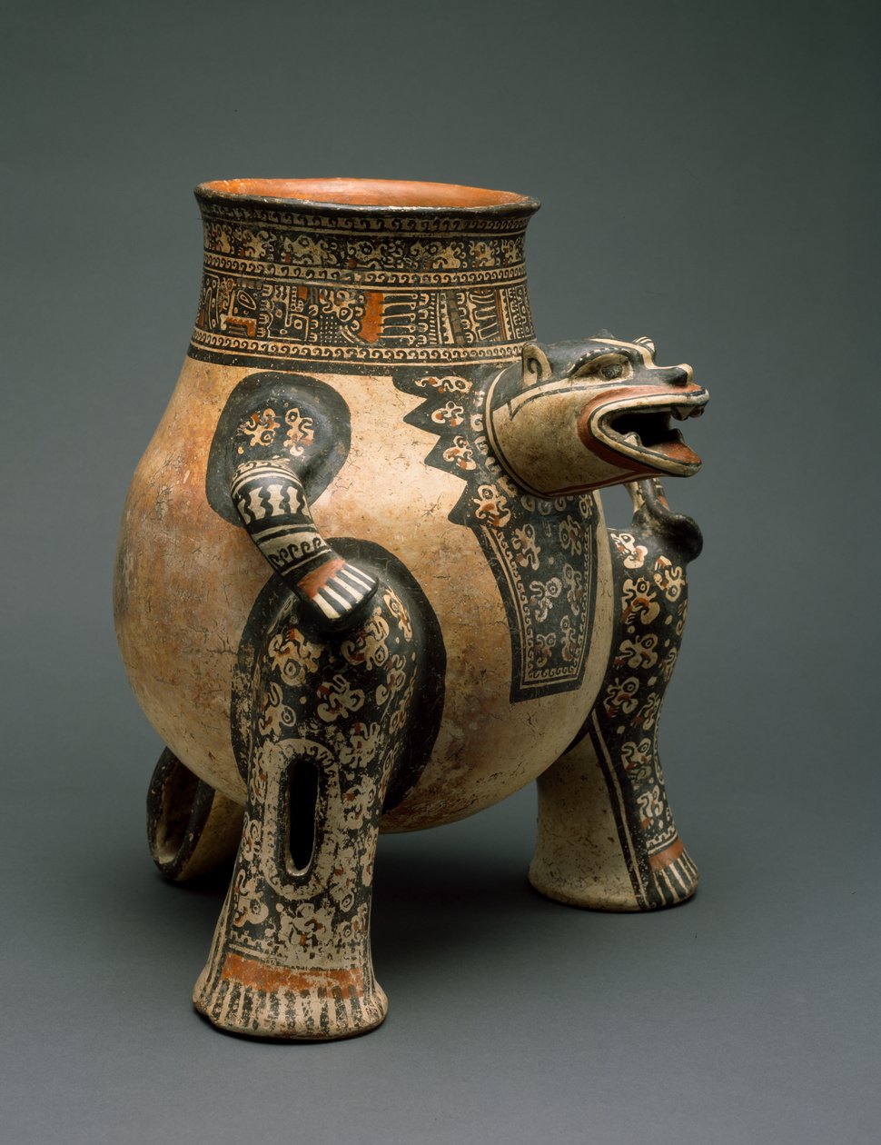 Jaguar Vessel, Severozápadní Kostarika, pozdní období VI, 1200-1400 (hliněné nádobí s polychromovanou malbou) od Guanacaste Nicoya Culture Guanacaste Nicoya Culture