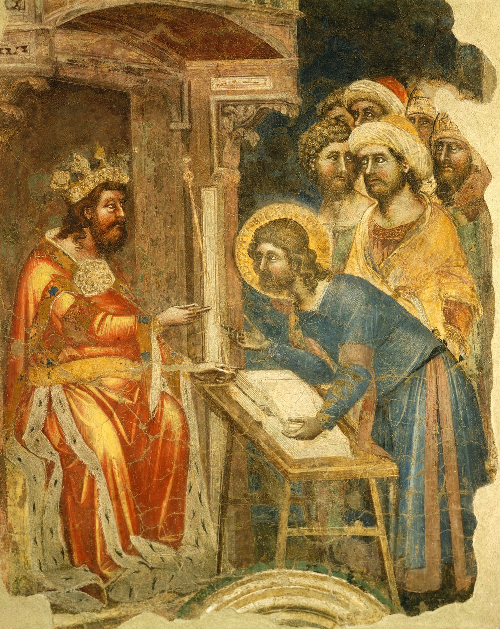 Příběhy Josefa a jeho bratrů, od Ridolfa Guarienta nebo Guarienta z Arpa (činný v letech 1338 až 1370), freska, Galilean akademie věd, literatury a umění, dříve Patavina, Padova, Itálie od Guariento di Arpo