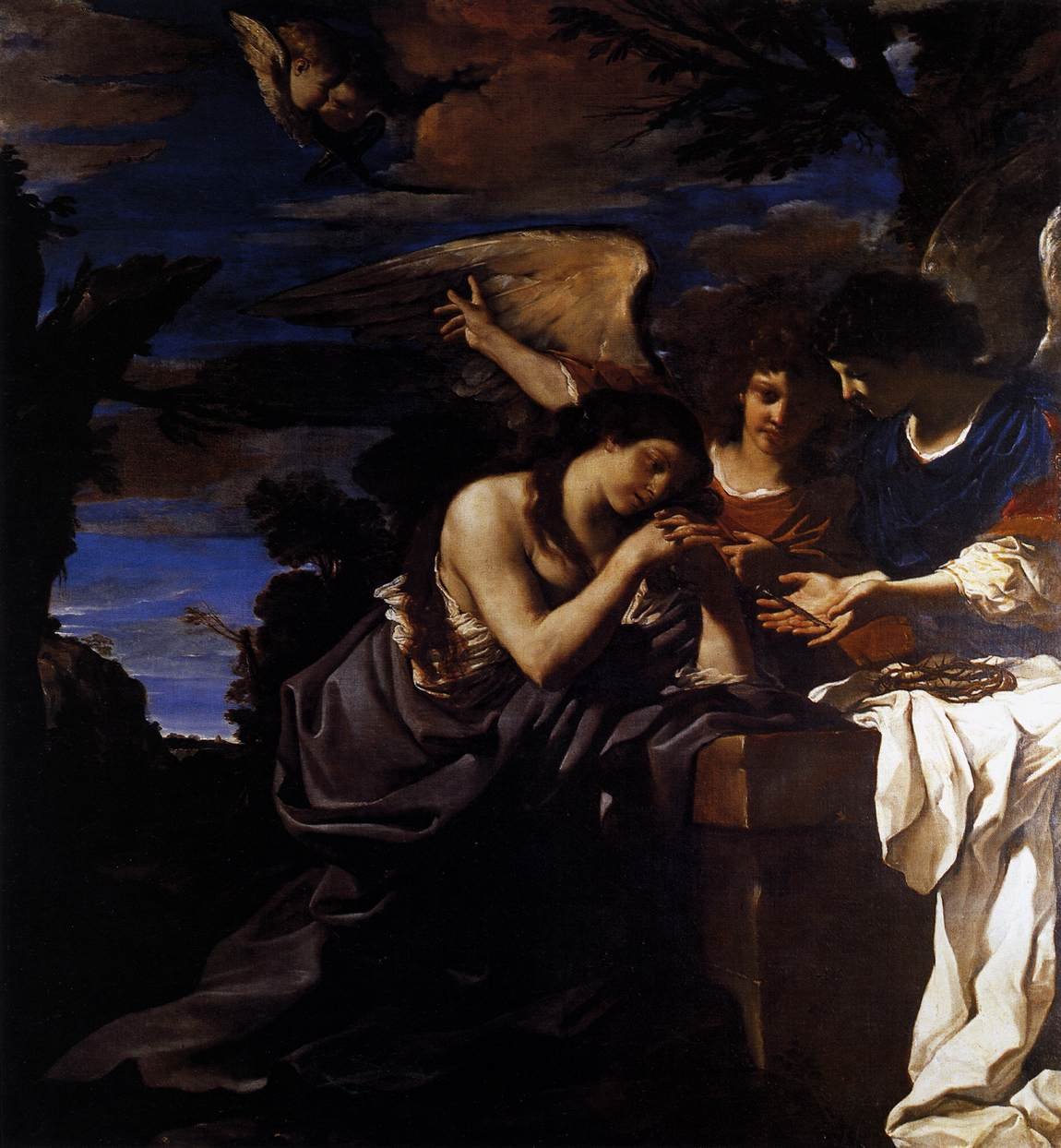 Magdalena a dva andělé od Giovanni Francesco Barbieri