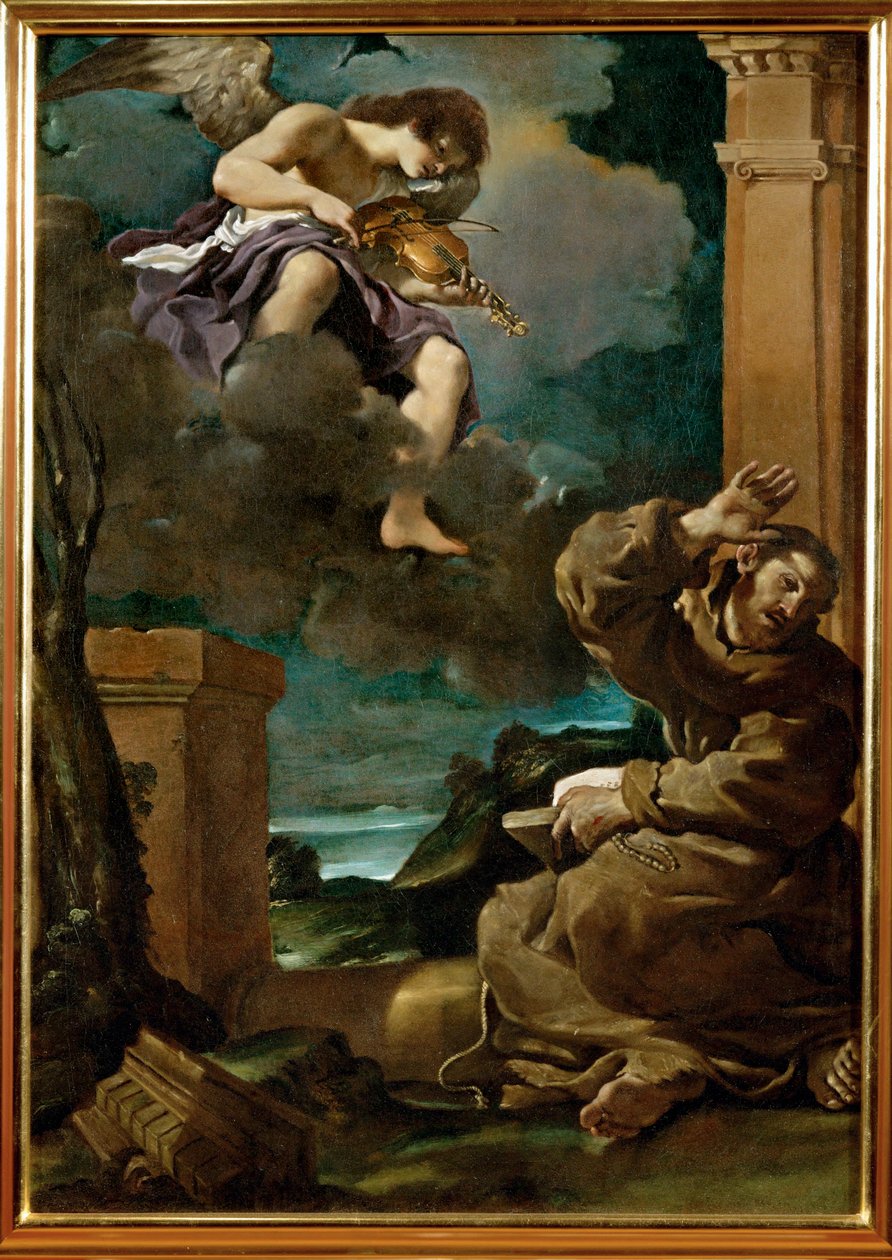Extáze svatého Františka z Assissi ... (malba na plátně) od Guercino (1591-1666)