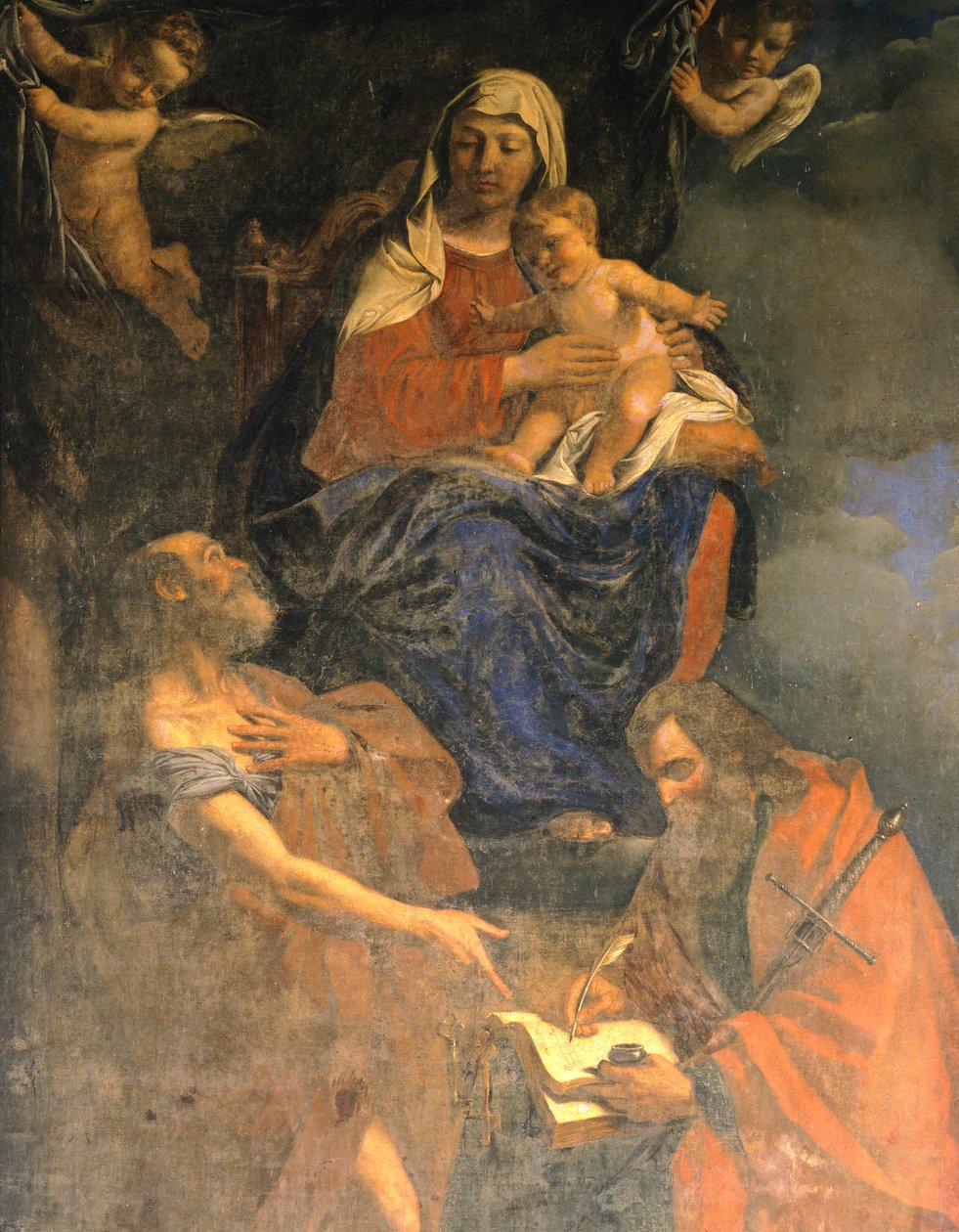 Madona s dítětem se svatými Petrem a Pavlem Giovanni Francesco Barbieri, známý jako Guercino (1591-1666), olej na plátně, detail, kaple svatých Petra a Pavla, Pavia od Guercino
