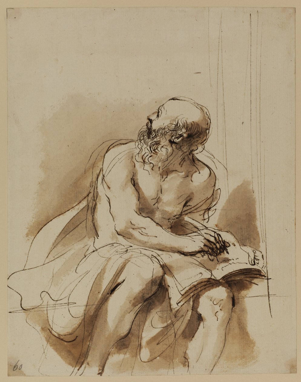 Sedící postava svatého Jeronýma od Guercino (1591 1666)