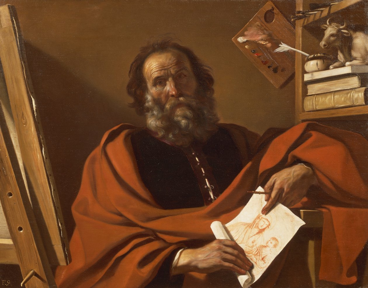 Svatý Lukáš, od Giovanniho Francesca Barbieriho, známého jako Guercino, olej na plátně od Guercino