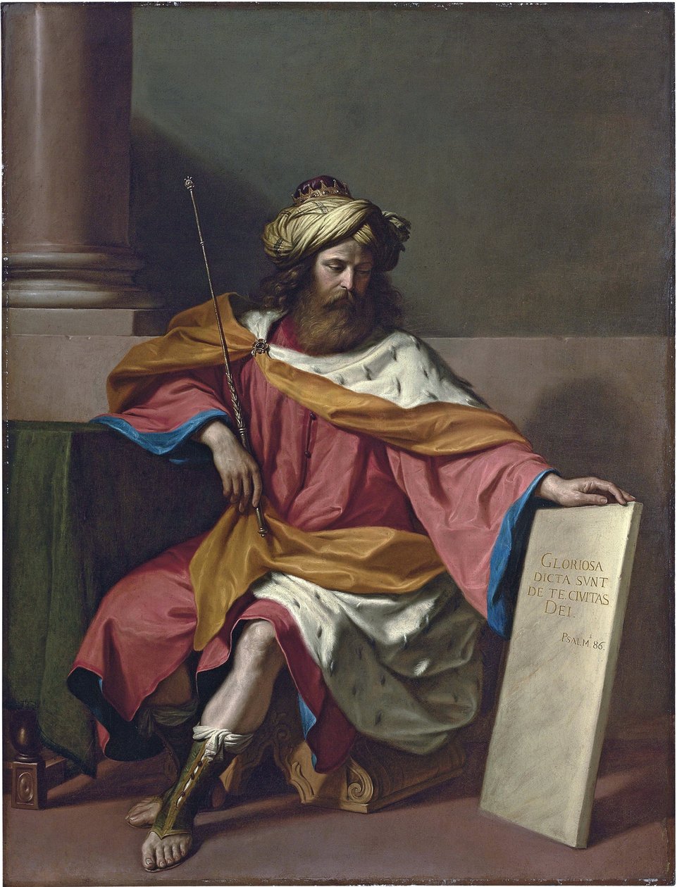 Král David - Obraz Barbieri Giovanni Francesco známý jako Le Guerchin (1591-1666), olej na plátně od Guercino