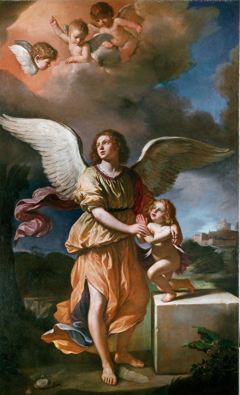 Anděl strážný (olej na plátně od Guercino
