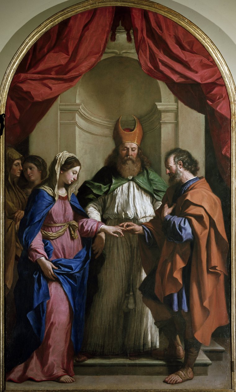 Svatba Panny (olej na plátně od Guercino
