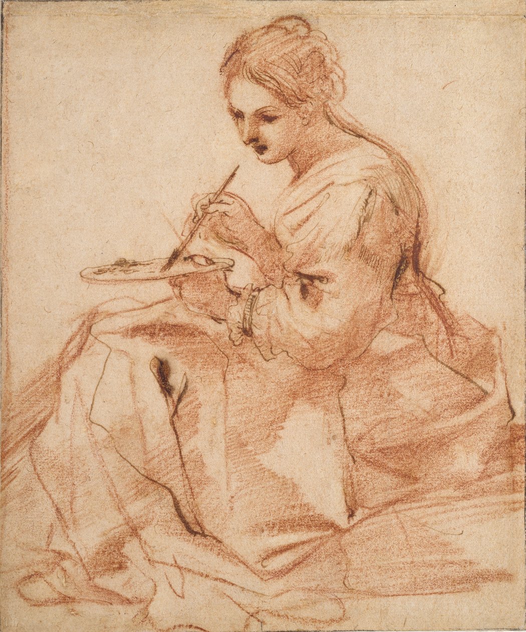 A Woman Painting Alegorie malby, c1618 od Guercino