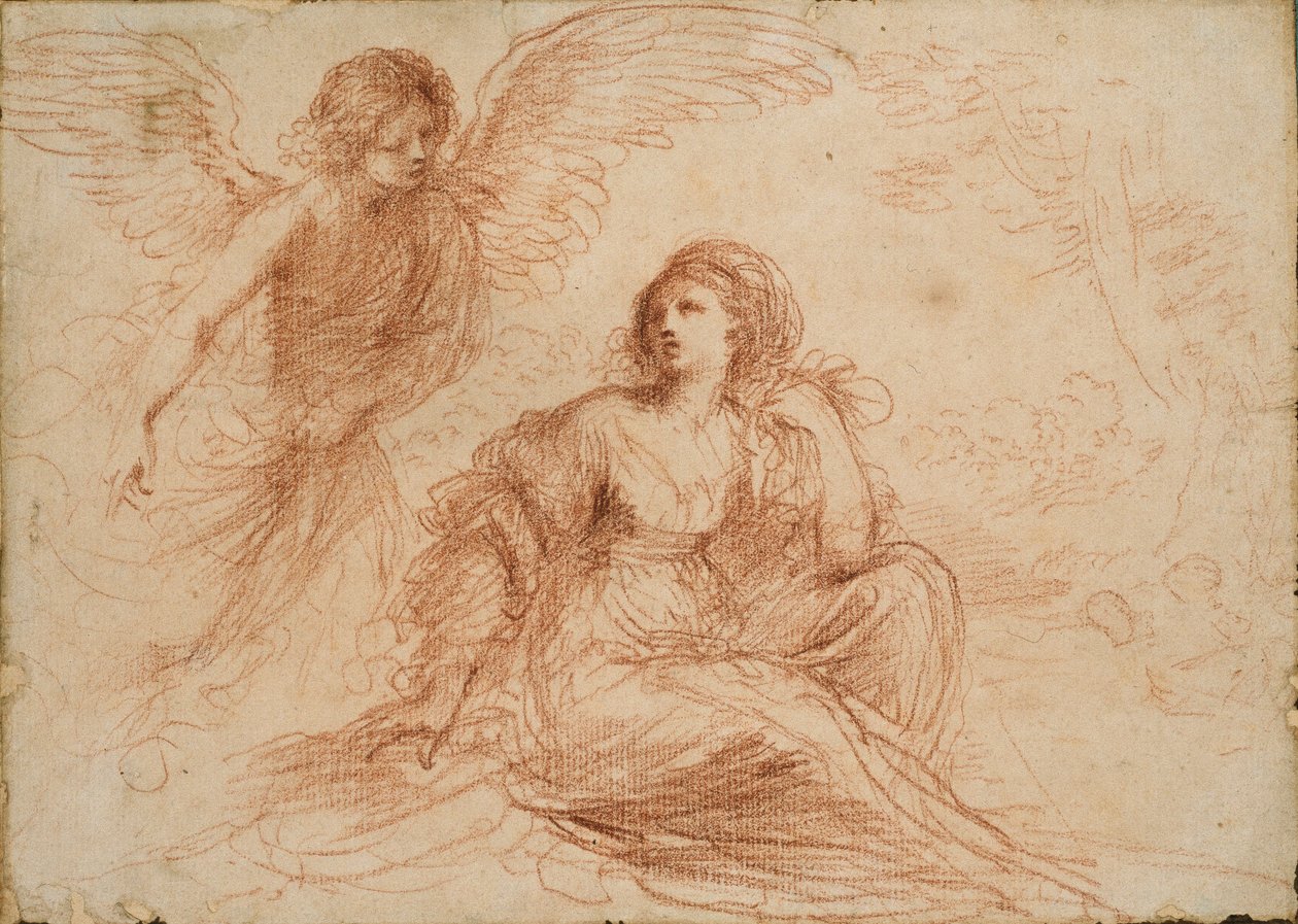Anděl zjevující se Hagar a Ismaelovi, c1653 od Guercino