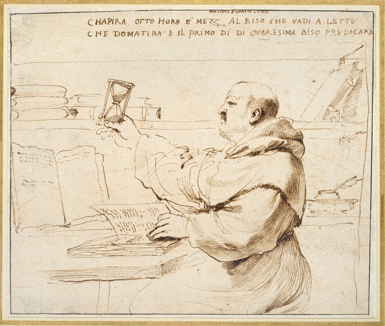 Karikatura Fra Bonaventura Bisi, 1655-1659 od Guercino