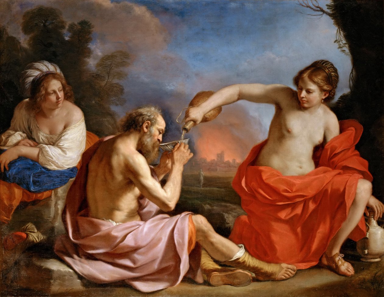 Francouzština:  Loth et ses filles Lot a jeho dcery od Guercino