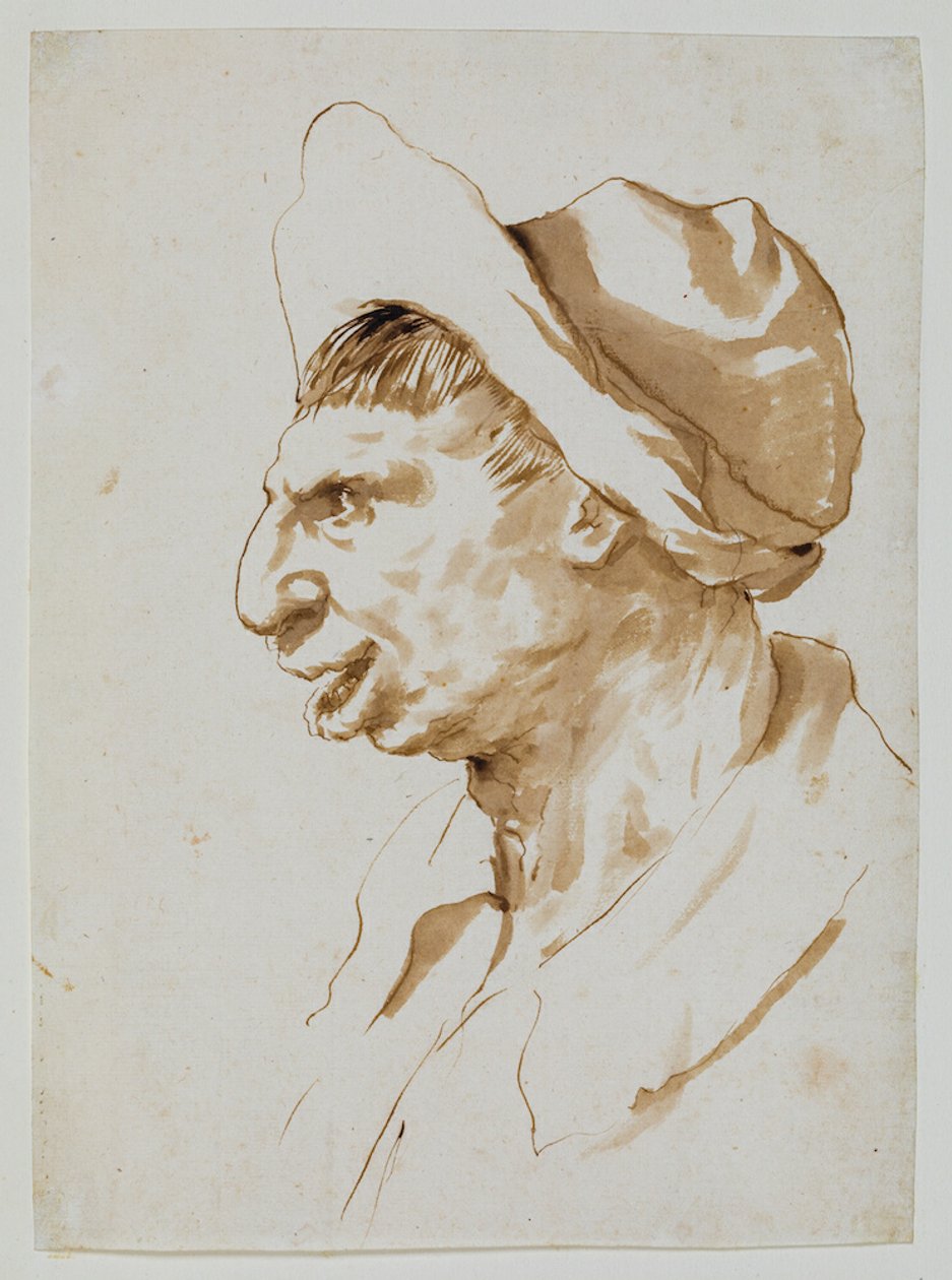 Hlava rolníka z profilu vlevo od Guercino