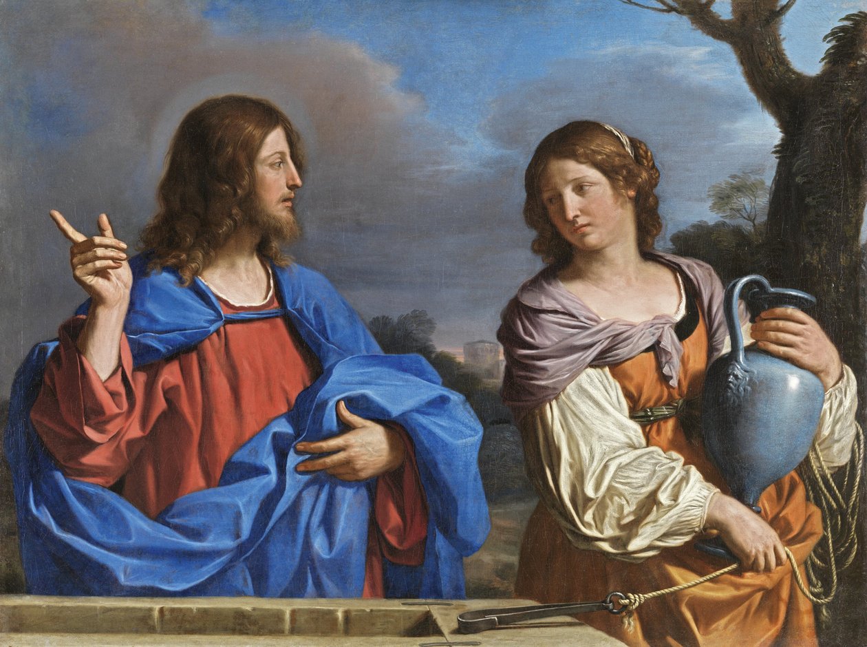 Italština:  Kristus a Samařanka u studny: Cristo e la Samaritana al pozzo od Guercino