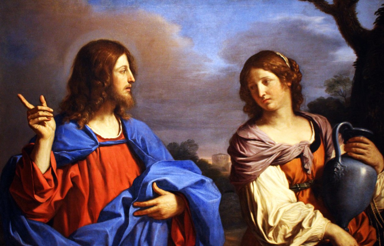 Italština:  Kristus a Samařanka u studny: Cristo e la Samaritana al pozzo od Guercino