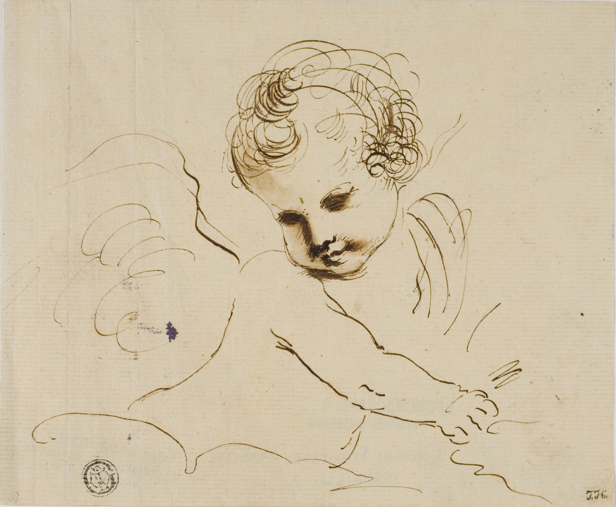 Putto v oblacích od Guercino