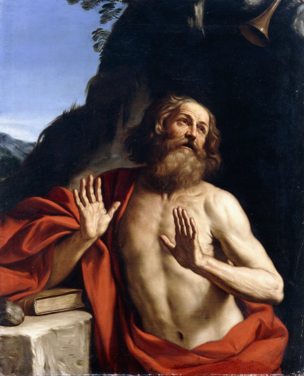 Svatý Jeroným v divočině, od Guercino