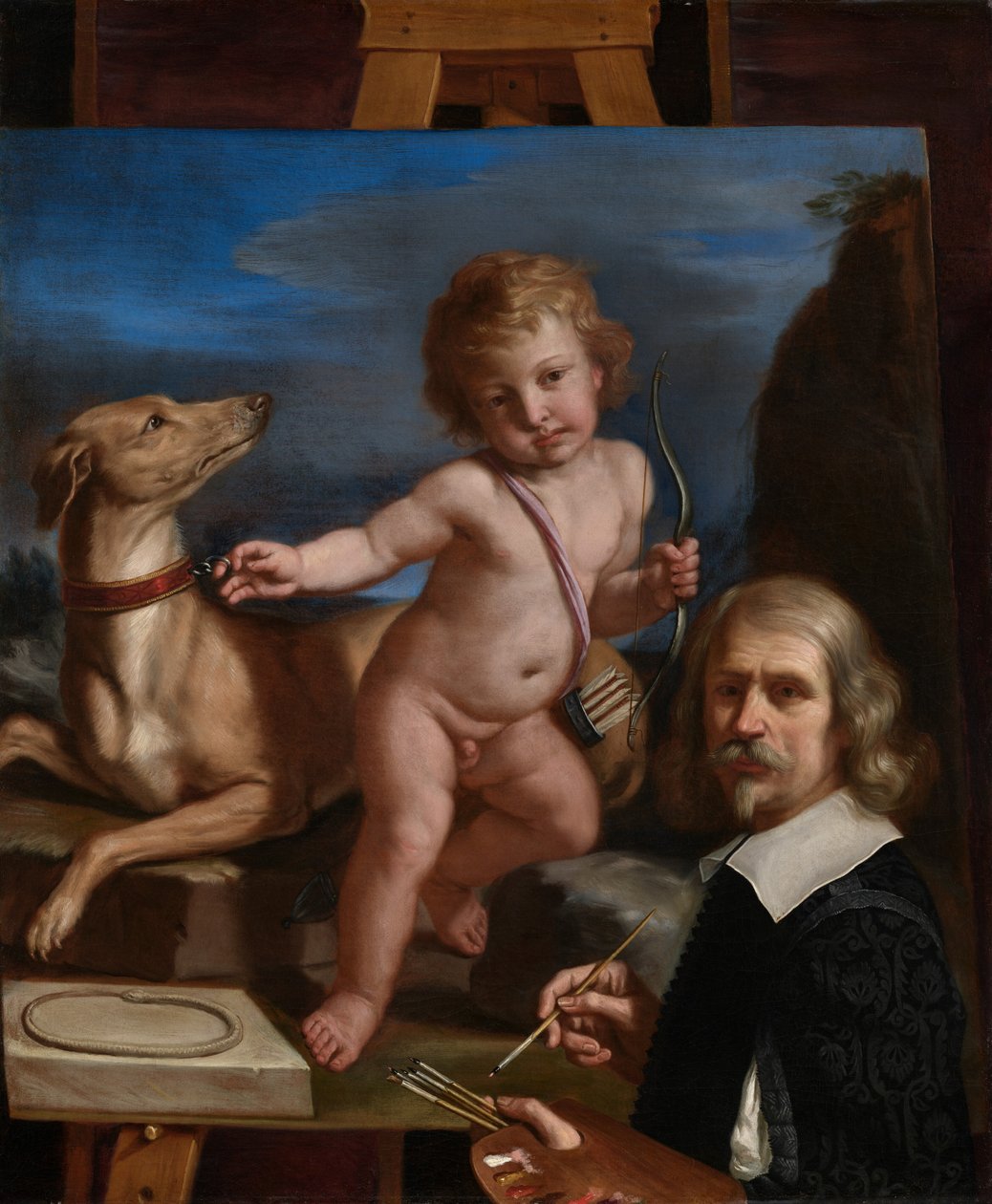 Autoportrét před obrazem „Amor Fedele“ od Guercino