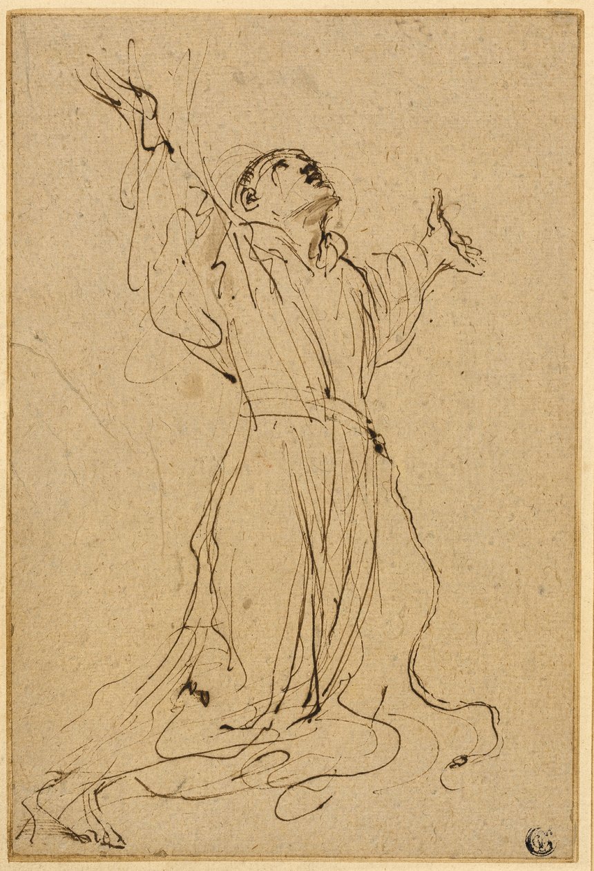 Studie pro svatého Františka přijímající stigmata od Guercino